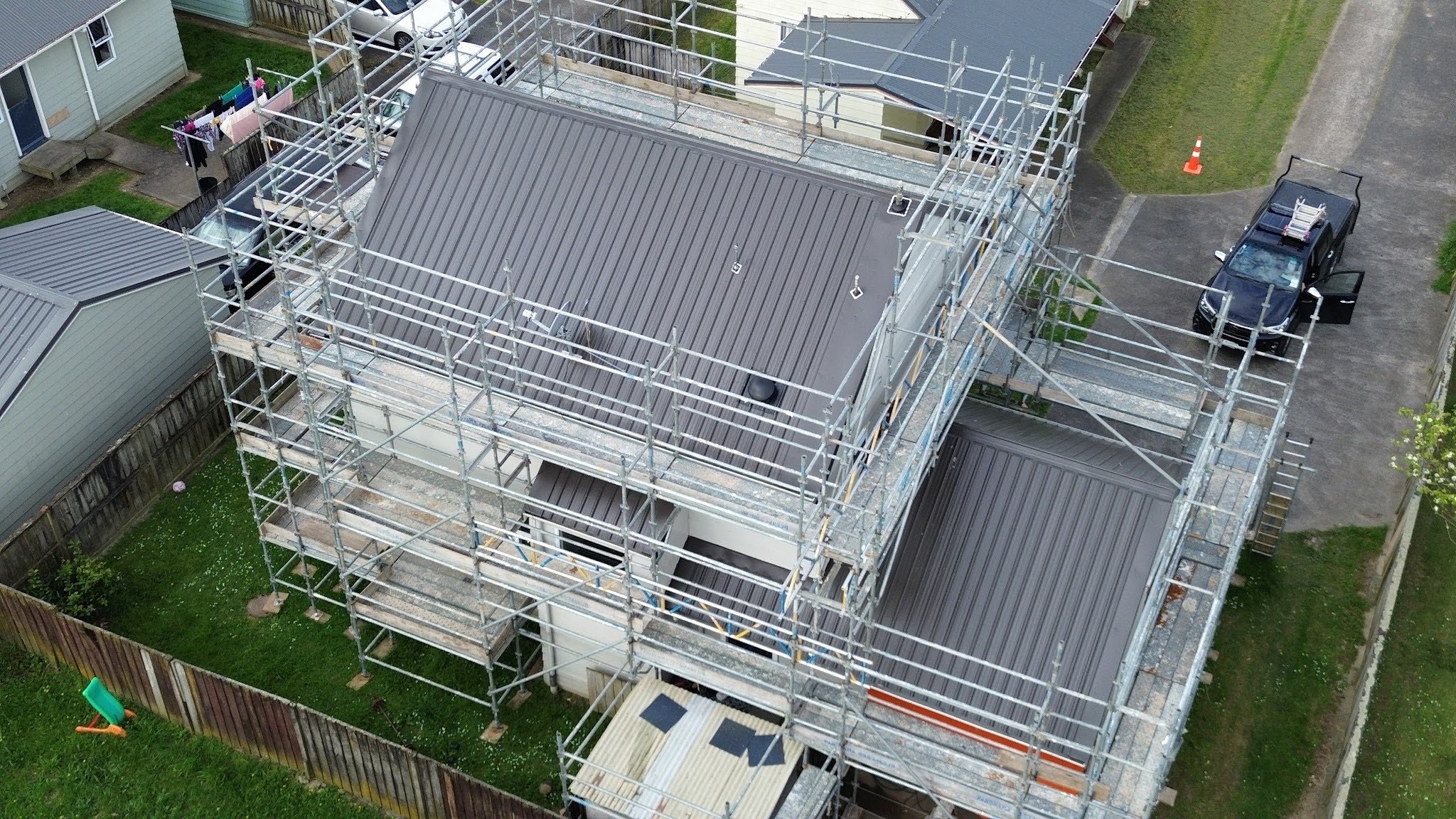 Roofing project during construction